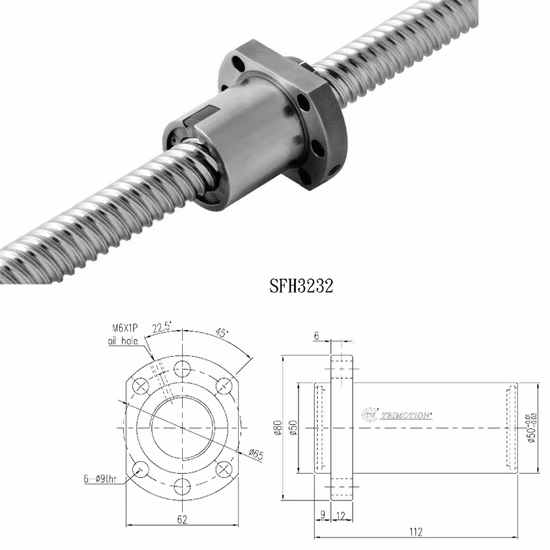 제조업체 직접 판매 고강성 방진 볼 스크류 TBI SFH 고하중 음소거 나사 나사 너트 CNC 기계 나사